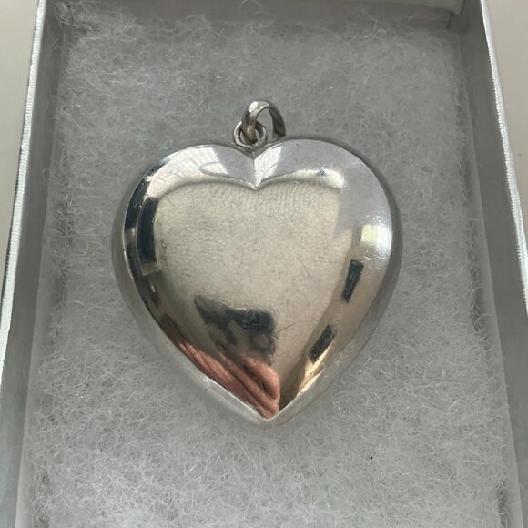 Vintage 925 Sterling Silver pendant Puffy Heart - Picture 6 of 6